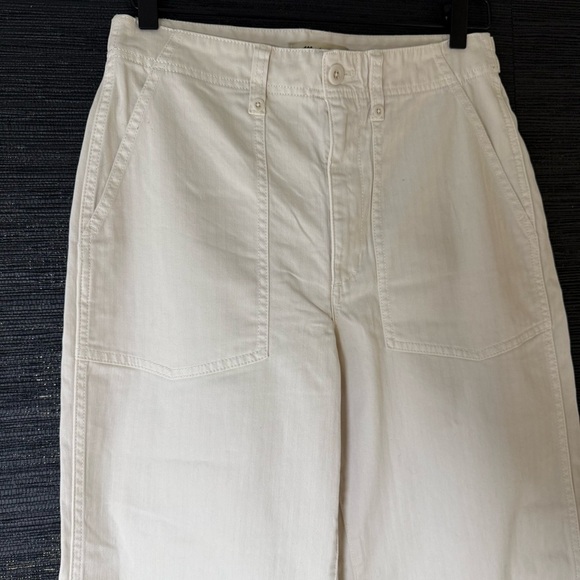 Madewell Womens Baggy Utility Pants Cream High Waisted Wide Leg Cotton Size 28 - Picture 4 of 14